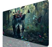 Animal Mouse Mat 35.4x15.7x0.12 inches XXL Gaming Mouse Pad Rhino Desk Mat, Desk Accessories with Non-Slip Base and Stitched Edge, Improved Precision and Speed Mousepad for Laptop, Office Work Y8-418