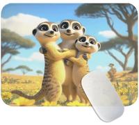 Animal Mouse Mat for Office and Gaming, Meerkats Mouse Pad Small 42 x 35 cm, Non-Slip & Sweat-Resistant & Quiet Glide, Perfect for Desktop/Laptop, for Gamers, Students or Office M3-762