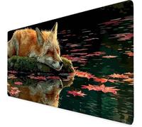 Animal Mouse Mat Fox Gaming Mouse Pad Large XXL Desk Mat with Non-Slip Base and Stitched Edge Keyboard Pad for Gaming/Home/Office Work/Accessories, Improved Precision and Speed (100 x 50cm) 1966-1tb