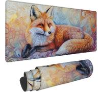 Animal Mouse Mat Large Desk Mat, Washable Gaming Mouse Pad 800x400mm 0-z133 | Non-Slip Fox Keyboard Mousepad, Gaming Mousemat with Stitched Edges, Large Desk Accessories for Desk, Laptop, Home, Office