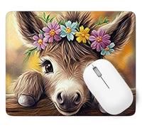 Animal Mouse Mat, Small Mouse Pad Donkey Waterproof Gaming Mousepad, Mini Desk Mat 60 x 40 cm with Anti-Slip Base, Stitched Edges Mousepad, Keyboard, Mousemats for Desk, Gifts for Women p1j-195