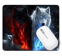 Animal Mouse Mat, Small Mouse Pad Wolf Waterproof Gaming Mousepad, Mini Desk Mat 25 x 21 cm with Anti-Slip Base, Stitched Edges Mousepad, Keyboard, Mousemats for Desk, Office, Gifts for Women p1j-817