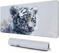 Animal Mouse Mat XXL 1000 x 500 x 3mm Gaming Mouse Pad Tiger Desk Accessories, Extra Large Size Improve Mobility Accuracy and Speed, Desk Mat with Non Slip Base and Stitched Edge for Gaming DZ-187