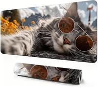 Animal Mouse Mat XXL 800 x 300 x 3mm Gaming Mouse Pad Cat Desk Accessories, Extra Large Size Improve Mobility Accuracy and Speed, Desk Mat with Non Slip Base and Stitched Edge for Gaming DZ-200