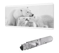 Animal Mouse Pad XXL 800 x 400 mm, Mouse Mat Polar Bear Desk Pad with Stitched Edges and Non-Slip Rubber Base, Waterproof Mousepad Gaming Office Desk Accessories, Improves Speed and Precision H-5998