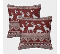 Animal Mural-Indian Folk Art Style Pillow Covers 2 Pack Cozy Pillowcase Available All Seasons Cushion Cover Zippered Decorative Couch Living Room 40x40cm