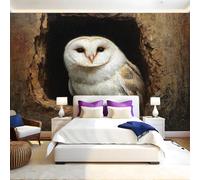 Animal Mural Wallpaper Tree Hole Owl Photo Wallpaper 3D Effect 200 x 140 cm Non-Woven Wall Mural Home Bedroom Living Room Tv Background Poster Decoration