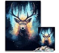 Animal Nature Deer Cosmos Adult Jigsaw Puzzles 1000 Pieces Wooden Jigsaw Puzzles for Adults for Family Interactive Game 1000 PCS(75x50cm)