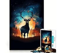 Animal Nature Deer Cosmos Jigsaw Puzzles for Adults 1000 Mind Boost Game Uniform Size Precise Pieces Travel-friendly Brain Game Gift (50x75cm)