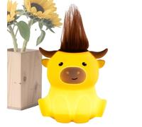 Animal Night Light - TwoLevel Brightness Timer Cattle Shaped LED Bedside Lamp Decorative Accent Soft Glow Piece Nursery Bedroom Indoor Dormitory Hotel Living Area Calm Lighting ComfortCircleAmbientMod