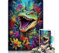 Animal Nile Crocodiles Jigsaw Puzzles 1000 Pieces for Adults Teens,Toys Educational Games Stress Relieving Wishlist with Santa Claus (38x26cm)