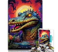 Animal Nile Crocodiles Jigsaw Puzzles for Teenagers 1000 Piece Puzzle,Decompressing Intellectual Educational Toy Perfect Decoration (38x26cm)