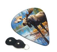 Animal Northern Deer Guitar Plectrums, 6 Guitar Plectrums, Double Sided Printing, For Acoustic Guitar, Bass, Ukulele, Electric Guitar (0.46 Mm 0.71 Mm 0.96 Mm)