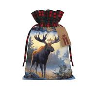 Animal Northern Moose Printed Gift Bag, Perfect Color Blocking Burlap Gift Bag