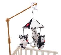 Animal Nursery Mobiles - Monochrome Hanging Toy, Plush Fox Elephant, Soft Cotton Filling, Early Visual Focus | Ideal for Cot Decoration Calm Resting Moments Monochromes Contrast Attachment