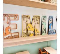 Animal Nursery Wooden Letters - Personalised Name Sign for Kids Room, Custom Wooden Alphabet Letters, Baby Nursery Wall Décor, Safari Jungle Forest Animal Room Décor