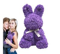 Animal Object Flower Rabbit Gift Bunny - 11" Romantic Artificial Flower Bunny, Valentine's Day Gift for Her - Preserved Flowers for , C