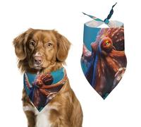 Animal Octopus Dog Bandana Triangle Dog Scarf Washable Polyester Dog Bibs Cute Pet Bandana for Medium Large Dogs Puppy and Cats