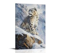 Animal Oil Painting - Mystical Snow Leopard- A Rare Glimpse of The Elusive Mountain Predator Blending Into Its Icy Himalayan Habitat Stylish Wall Hanging Art - Decorative Poster Mural24x36inch(60x90cm