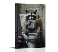 Animal Oil Painting of A Raccoon Lounging Casually on A Toilet While Texting with One Paw And Reading News with The Other. Stylish Wall Hanging Art - Decorative Poster Mural24x36inch(60x90cm)