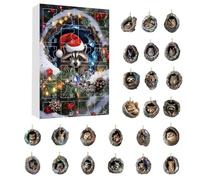 Animal Ornament 2025 | 2D Acrylic 24 Days Christmas Tree Hole Countdown Calendar, Holiday Animal Pendant for Girls Party Window Balcony Front Door Car Backpack Rear View Mirror
