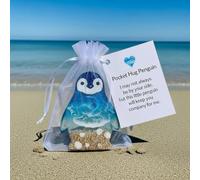Animal Ornaments Pocket Hug Gifts, Mini Animal Pocket Hug Token with Inspirational Card, Cute Pocket-Sized Ornaments Thoughtful Gift for Encouragement, Comfort, Emotion Support (Penguin)