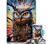Animal Owl Adult Jigsaws 1000 Pieces Difficult,Learning Educational Toys Family Games with Matching Poster And Trivia Sheet (38x26cm)