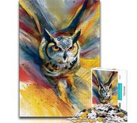 Animal Owl Jigsaw Puzzles for Adults 1000 Pieces,Challenging To Complete But Fun And Humorous with Matching Poster And Trivia Sheet 38x26cm