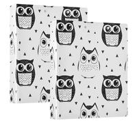 Animal Owl Simple Line Art Cartoon Style 1.5 Inch Notebook Binders Three Ringing with Clipboard Pack of 1/2 Aesthetic Binder Hardcover