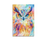 Animal Owl with Colorful Feathers Poster Modern Wall Art Canvas Aesthetic Decoration Painting 12x18inch(30x45cm) Unframe-style
