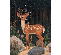 Animal Paint by Numbers for Adults Beginner with Frame, Deer Painting by Numbers for Children, DIY Acrylic Oil Painting Number Kits Art Crafts, Hobbies for Adults Room Wall Decor 50x70 cm Q-3796