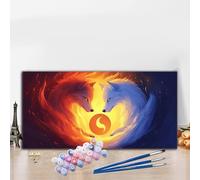 Animal Paint by Numbers for Adults Beginners, DIY Paint by Numbers Foxs Colored Canvas Drawing, Easy Arts and Crafts for Adults Oil Painting Kit for Relax and Christmas Decorations 80x160 cm G8-92