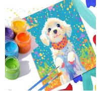 Animal Paint by Numbers for Adults Beginners, Puppy Paint by Numbers Kits with Brushes, DIY Watercolor Oil Paintings Arts and Crafts Hobbies for Adults Women Gifts, No Framed, Wall Art 8x12 Inch d192