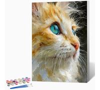 Animal Paint by Numbers for Adults Cat Paint by Numbers Kits, Hobbies for Adults Women, DIY Acrylic Pigment Color Oil Drawing Kits Wall Art for Living Room Decor 40x53 Inch (Without Frame) -LKF07933