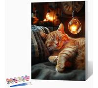 Animal Paint by Numbers for Adults Cat Paint by Numbers Kits, Hobbies for Adults Women, DIY Acrylic Pigment Color Oil Drawing Kits Wall Art for Living Room Decor 16x20 Inch (Without Frame) -LKF0722NG