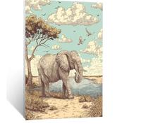 Animal Paint by Numbers for Adults Elephant Painting by Numbers for Children Crafts 14x20In, Hobbies for Adults Women, Painting on Canvas Using Acrylic Paint and Brushes, Wall Art Set, Gifts LSJ8275