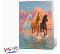 Animal Paint by Numbers for Adults Horse Paint by Numbers Kits, Hobbies for Adults Women, DIY Acrylic Pigment Color Oil Drawing Kits Wall Art for Room Decor 16x24 Inch (Without Frame) -LKF0795QC