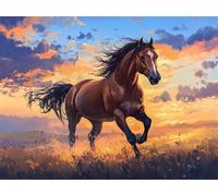 Animal Paint by Numbers for Adults,Horse Painting by Numbers Kits Children or Beginner,DIY Canvas Adult Crafts Oil Painting with Paint Brushes Acrylic Drawing Paintwork 50x60cm Frameless E1-1471