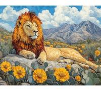 Animal Paint by Numbers for Adults, Lion Paint by Numbers Kits with Acrylic Paints and Brushes, Without Frame DIY Digital Painting for Beginner, 12x16in Color Oil Painting for Home Wall Decor x-z61