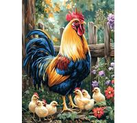 Animal Paint by Numbers for Adults, Paint by Numbers Chicken Pattern DIY Acrylic Oil Painting Kits, with 3 Brushes, Simple Painting Kits for Beginner Kids for Home Wall Decor Gifts 50X70cm, Model 1421