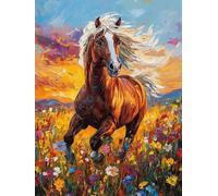 Animal Paint by Numbers for Adults, Paint by Numbers Horse Pattern DIY Acrylic Oil Painting Kits, with 3 Brushes, Simple Painting Kits for Beginner Kids for Home Wall Decor Gifts 40X50cm, Model 1413