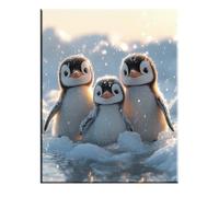 Animal Paint by Numbers for Adults, Paint by Numbers Kits for Beginners, DIY Craft Oil Painting Art Kits for Adults with Paint Brushes Acrylic, Home Wall Decor, 30x40cm, Without Frame Penguin 2w-54