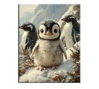 Animal Paint by Numbers for Adults, Paint by Numbers Penguin, Hobbies for Adults Women, DIY Canvas Oil Painting Kit for Kids with Brushes Acrylic Pigment Drawing Paintwork, 8x12inch, Frameless 2w-53