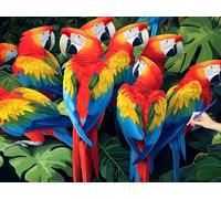 Animal Paint by Numbers for Adults Parrot Painting by Numbers for Adults Beginners DIY Color Oil Painting Acrylic Paints Kits with 3 Brushes, Christmas Decorations Gifts for Women 110x80cm R-66