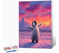 Animal Paint by Numbers for Adults Penguin Paint by Numbers Kits, Hobbies for Adults Women, DIY Acrylic Pigment Color Oil Drawing Kits Wall Art for Living Room Decor 8x12in (Without Frame) -LKF0774N1