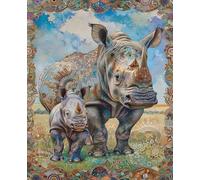 Animal Paint by Numbers for Adults, Rhino Paint by Numbers for Children or Beginner, DIY Canvas Oil Painting Kit with Brushes and Acrylic Pigment for Home Wall Decor, Gifts for Women 30x40cm 7-49