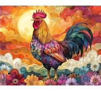 Animal Paint by Numbers for Adults, Rooster Paint by Numbers Kits with Acrylic Paints and Brushes, Without Frame DIY Digital Painting for Beginner, 28x38in Color Oil Painting for Home Decor x-z101