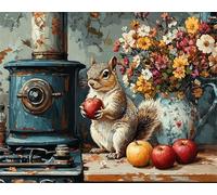 Animal Paint by Numbers for Adults, Squirrel Paint by Numbers Kits with Acrylic Paints and Brushes, Without Frame DIY Digital Painting for Beginner, 12x16in Color Oil Painting for Home Decor x-z165