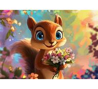 Animal Paint by Numbers Kits for Adults, Squirrel Painting by Number Kits On Canvas, DIY Canvas Oil Painting Kit for Adult or Beginner, Arts and Crafts Kit Acrylic Pigment, Home Decor 20x30 cm X-6432