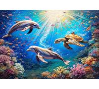 Animal Paint by Numbers Kits for Adults, Underwater World Painting by Number Kits On Canvas, DIY Canvas Oil Painting Kit for Adults, Arts and Crafts Kit Acrylic Pigment, Home Decor 20x30 cm X-5342